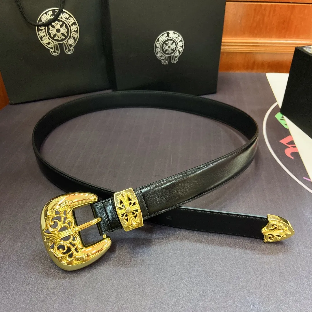 𝐂𝐡𝐫𝐨𝐦𝐞𝐇𝐞𝐚𝐫𝐭𝐬 Crow Heart Cat Claw pin buckle belt [fixed style], brass-plated real gold buckle and imported wax leather belt, very cool. Width 3.0cmp520